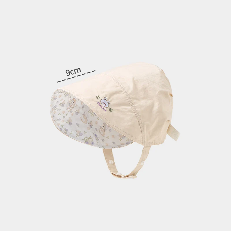Spring Lightweight Baby Hat Wide-Brimmed Court Style Infant Sun Protection Double-Face Ear Flap Pure Cotton Outdoor Cap