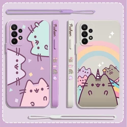 Cute Pusheens Cats Phone Case For Xiaomi Redmi Note 12 11 10 10S 9T 9 8 7 Pro Plus 10C 9A 9C 9T 4G 5G Cover With Hand Strap