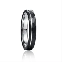 Nuncad 4mm Tungsten Carbide Ring Hammered Finish Groove Line Ring for Woman Man Jewelry