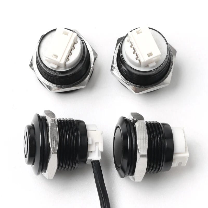 12MM Ultra Short Metal Push Button Switch With Wire 1NO Momentary Self-Reset Oxidized Black With LED Light 6V24V