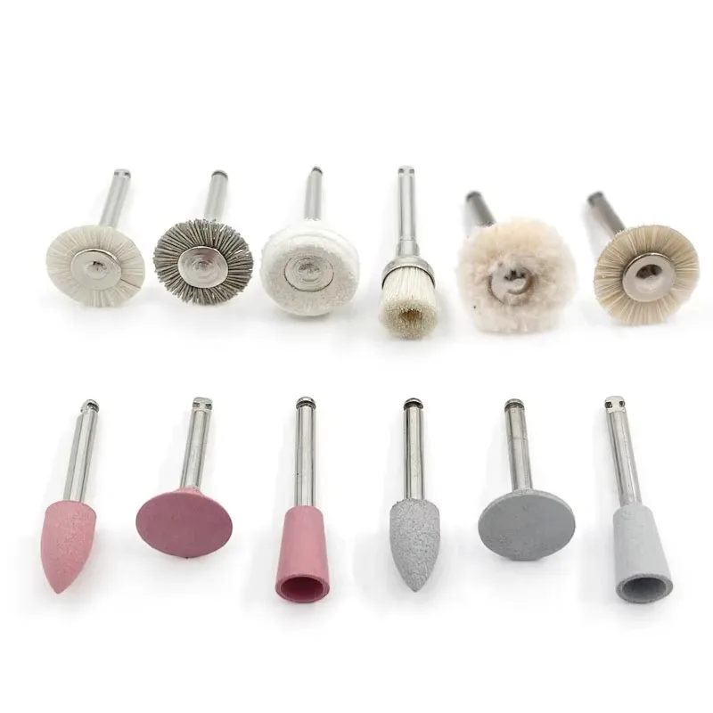 12pcs/Box Lab Composite Polishing Kit Silicone Rubber Wheel Discs Grinding Polisher RA Bur for Low-speed Lab Tools