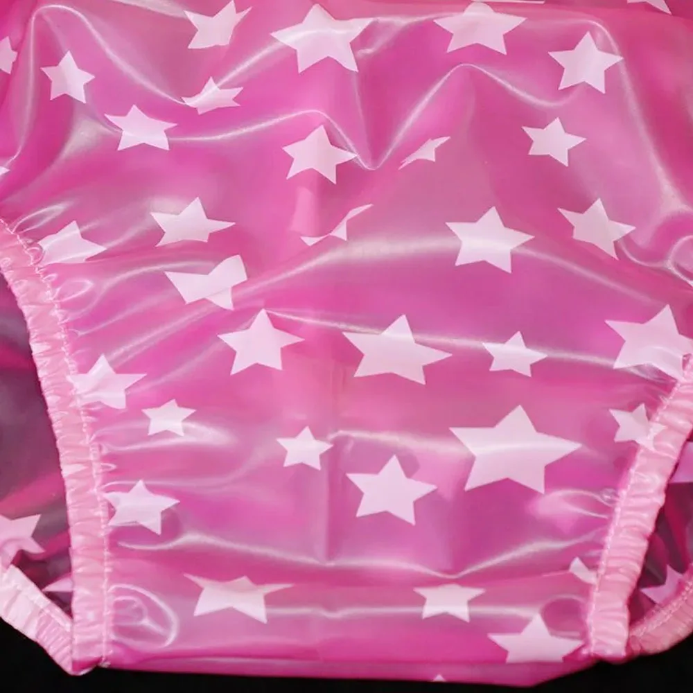 Transparent Men Soft Pentagram PVC Thickened Underpants Smooth Silent ABDL Plastic Briefs Couple Waterproof Adult Baby Panties