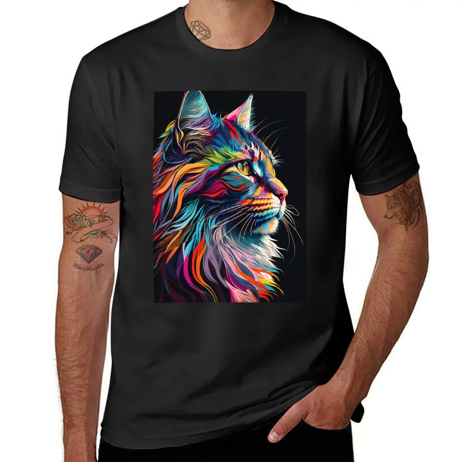 

Splash Maine coon Cat - Colorful, Pop Art! T-Shirt hippie clothes cute tops t shirts for men cotton