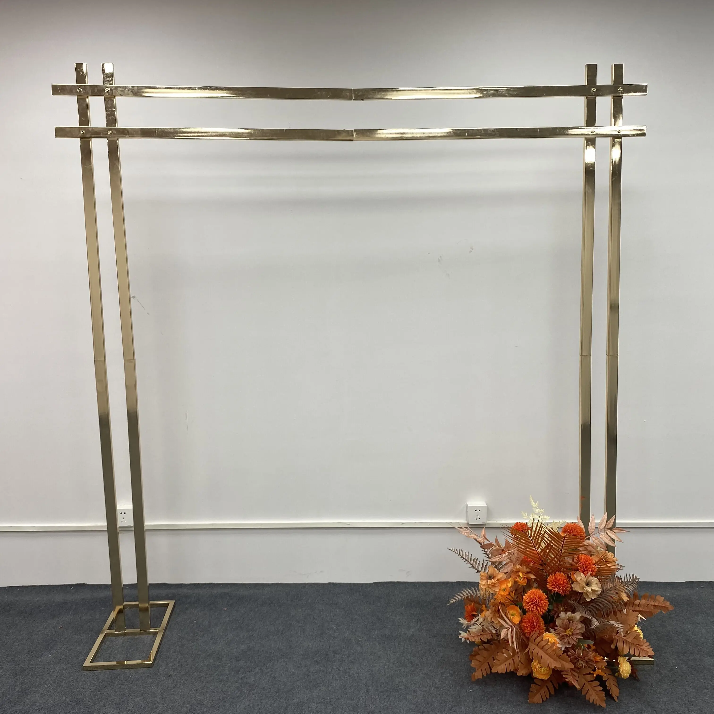 

Shniny Gold Wedding Arch, Wedding Props, Double Pole Flower Stand, Outdoor Square Frame, Shelf Party Backdrop Decor
