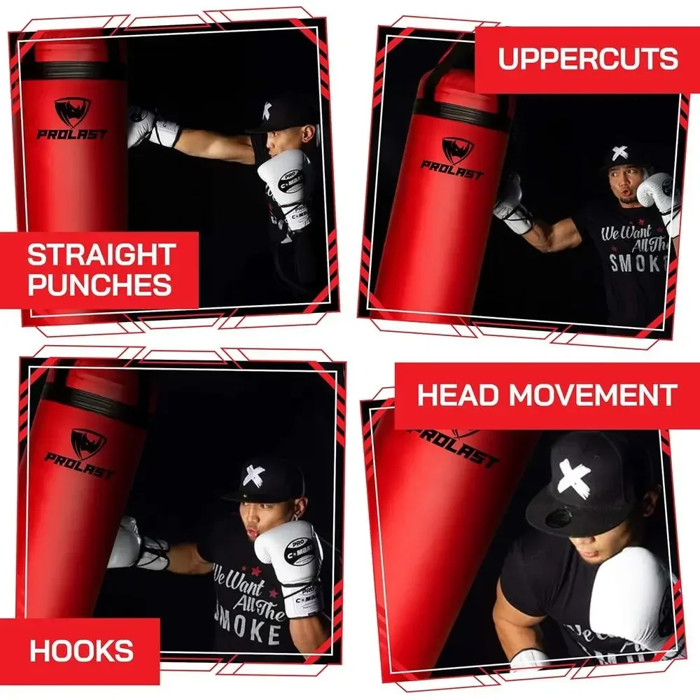 Heavy Duty Punching Bag for Adults - Boxing, MMA, Martial Arts, Muay Thai, Strength Training - 150 lbs, Red and Black