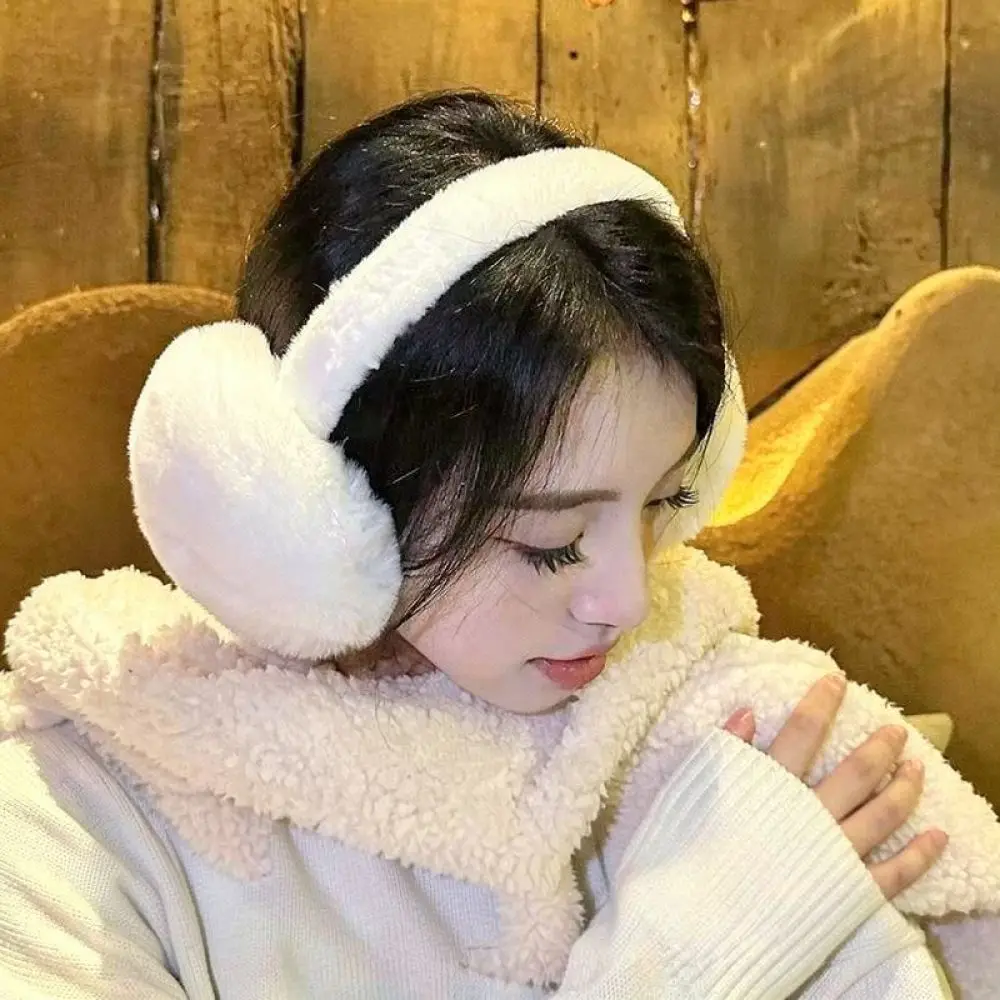 Women Winter Thermal Earmuffs Foldable Soft Plush Ear Warmers Thickened Cold Proof Ear Protectors Cozy Outdoor Ear Covers