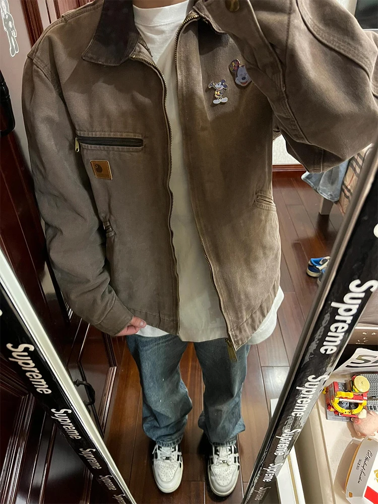 

Waed Vintage Detroit Jaet, американская рабочая одежда в стиле ретро, пальто, мужское весенне-осеннее модное бейсбольное платье, свободный крой, декор на молнии...