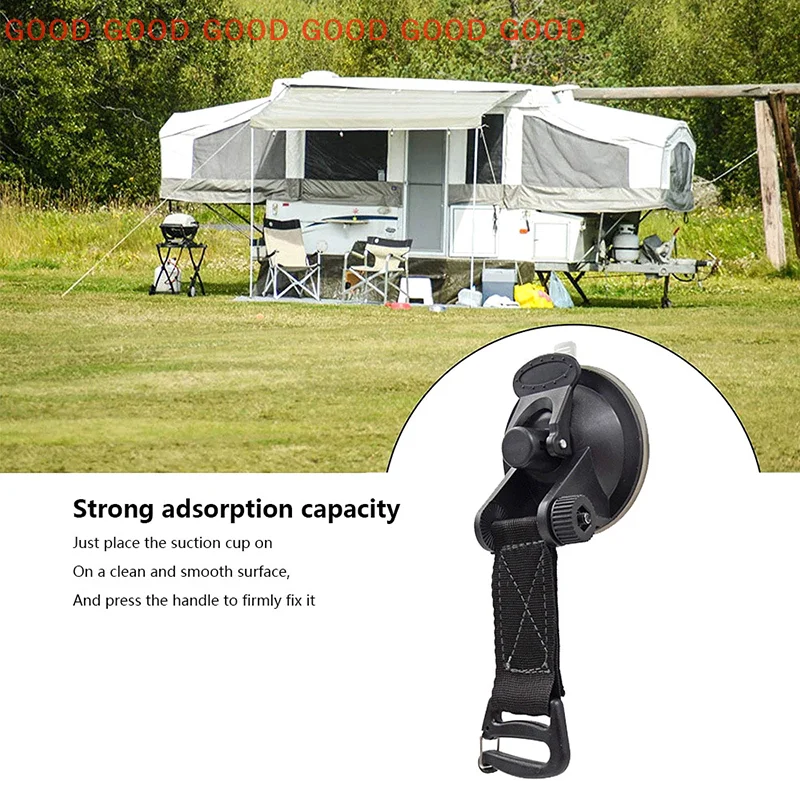 

4Pcs Heavy Duty Car Suction Cup Anchor Hooks Outdoor Tent Canopy Awning Tarp Tie down Camping Securing Carabiner