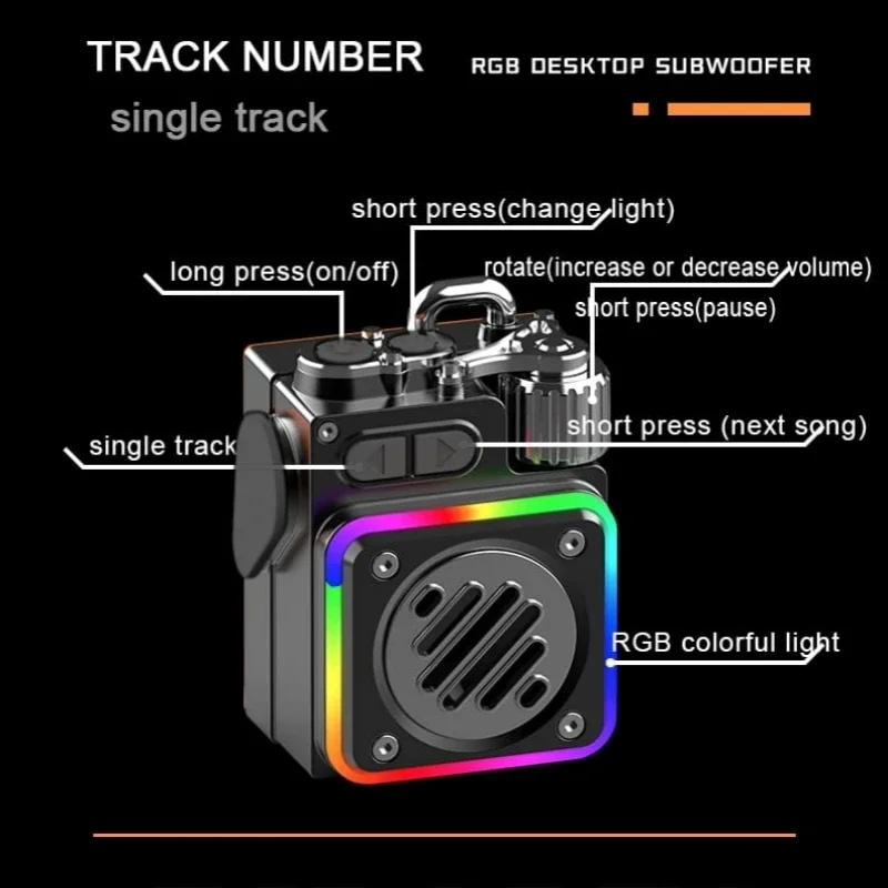 2025 جديد صغير الحجم سماعة لاسلكية تعمل بالبلوتوث مكبرات الصوت للهاتف المحمول أضواء RGB الرياضة في الهواء الطلق صندوق الصوت جيب مشغل MP3