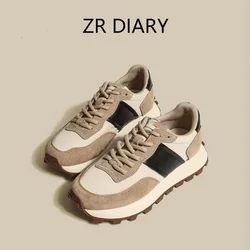 ZR DIARY Casual Sneakers Women Canvas Patchwork Mixed Colors Lace-Up Round Toe Ladies Chunky Shoes 30001