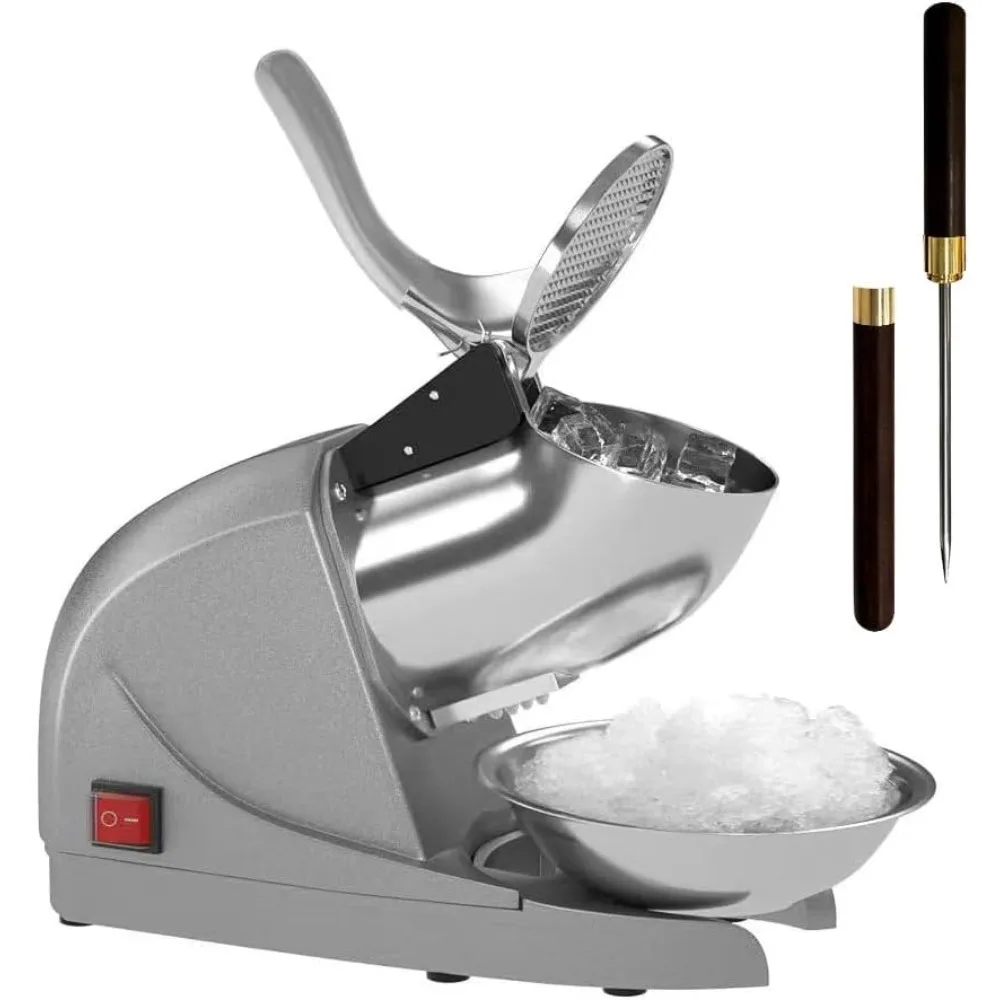 Máquina De Barbeador De Gelo De Cone De Neve Elétrica, Evitar Respingo, Aço Inoxidável, Máquina De Gelo Raspado, 380W, 3 Lâminas