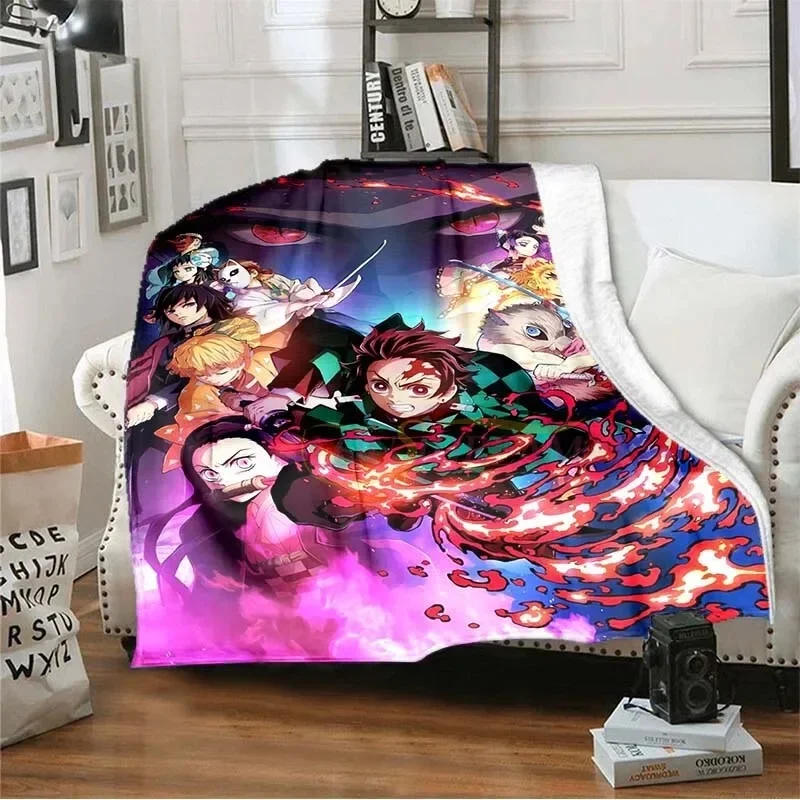 Demon Slayer Anime Flanelldecke 2026 Ganzjahres-Doppelseitig Bedruckte Decke, Weiche Warme Modische Nickerchendecke für Zuhause