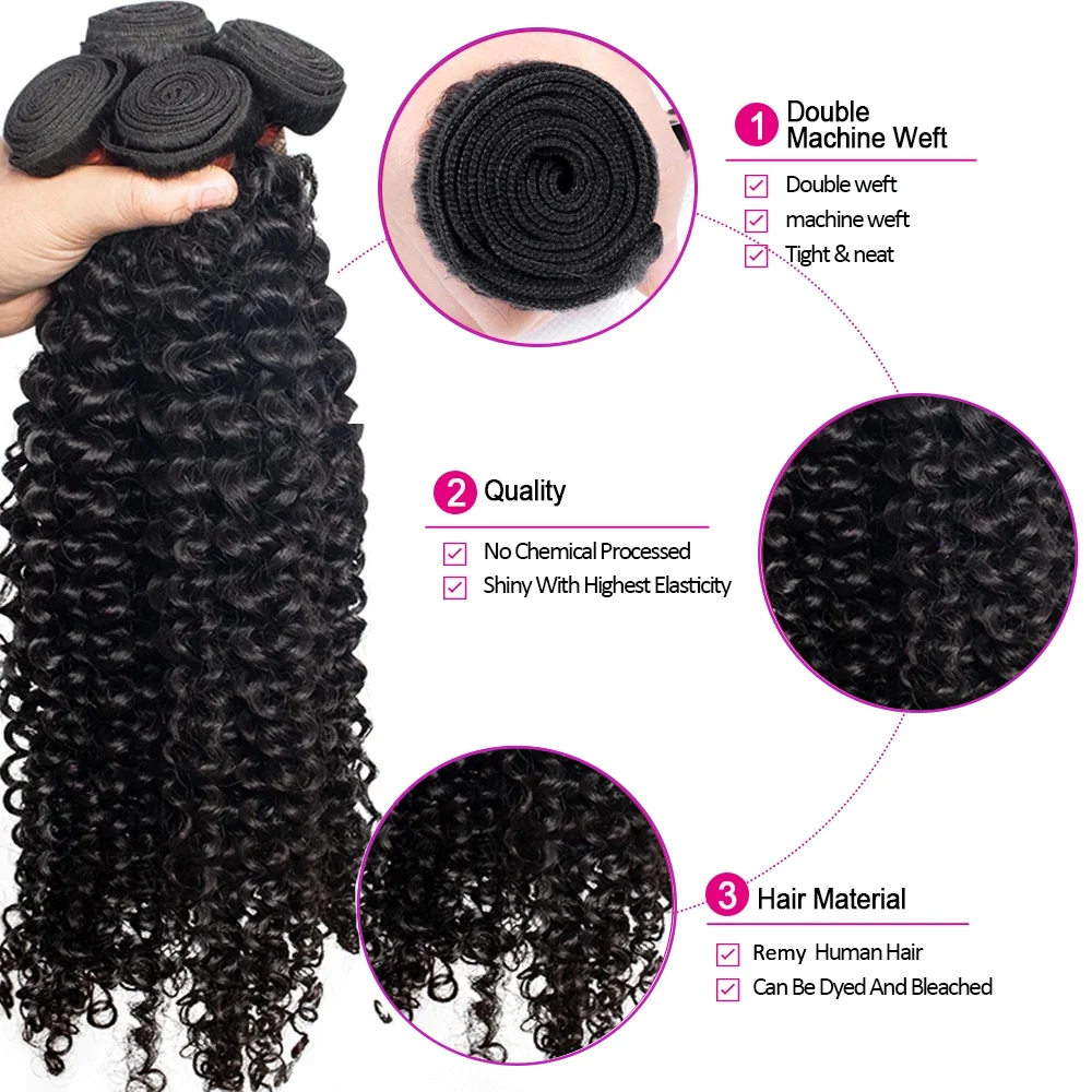 Deep Wave Bundles Human Hair 1/3/4 PCS  Long Natural Black Human Hair Bundles Brazilian Remy Human Hair Extension 20 30 40 Inches