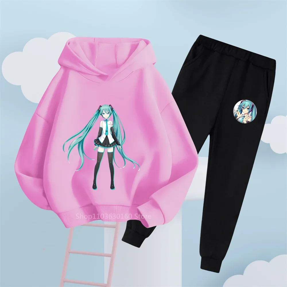 Conjunto de sudadera con capucha y pantalones de chándal de Hatsune Miku, la elección perfecta para los amantes del Anime, genial y coleccionable, Idea de regalo