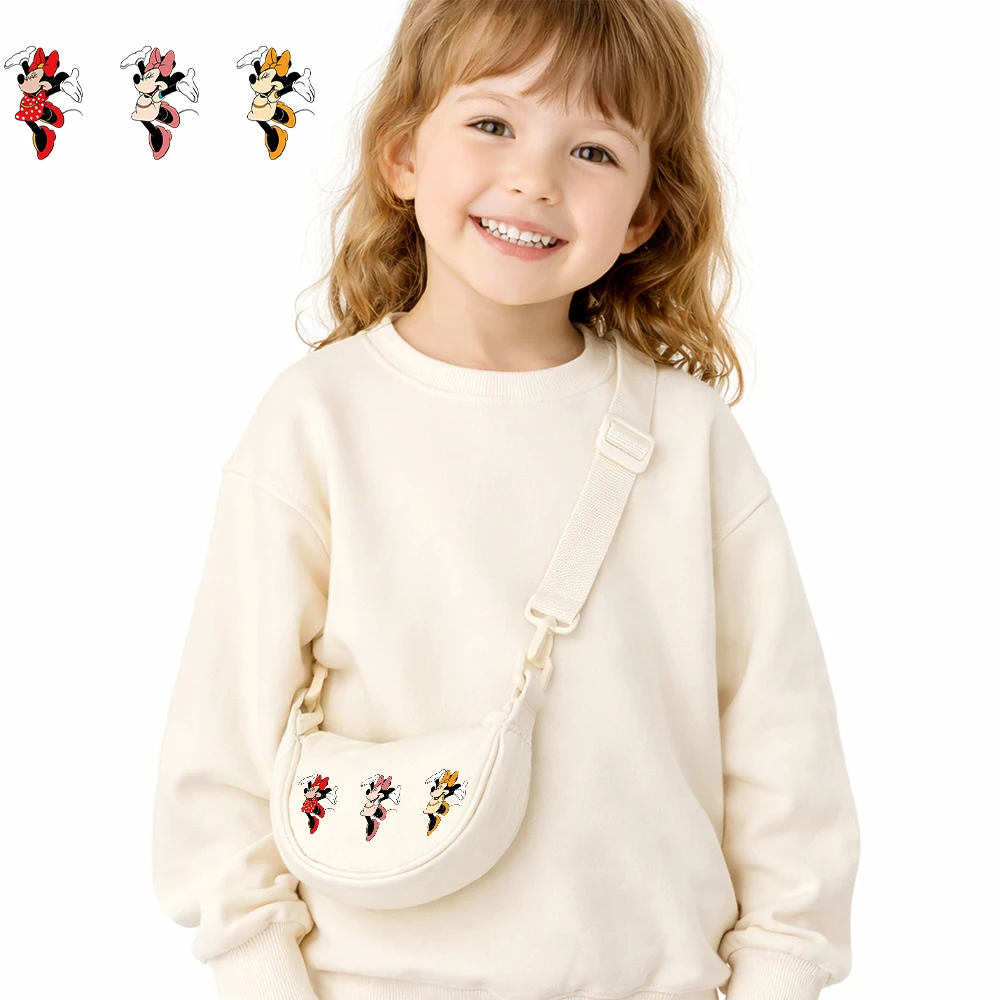 

Disney cute Minnie cartoon children shoulder bag canvas crossbody bag design cute trendy gift for kids daily use cute trendy gi