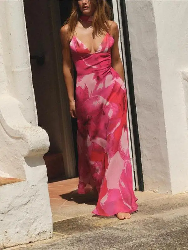 مثير الخامس الرقم وشاح طباعة Bal طويل الدكتور المرأة الصيف Faion عالية الخصر ألف خط ثوب الزفاف الاسمية ارتداء ألياف البوليستر #1