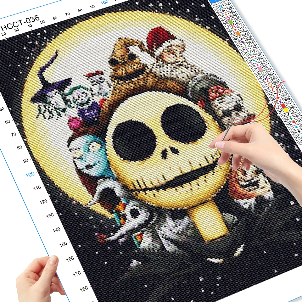 Disney Printed Canvas Cross Stitch The Nightmare Before Christmas Full Kits Embroidery Jack DIY Halloween Needlework Wall Decor