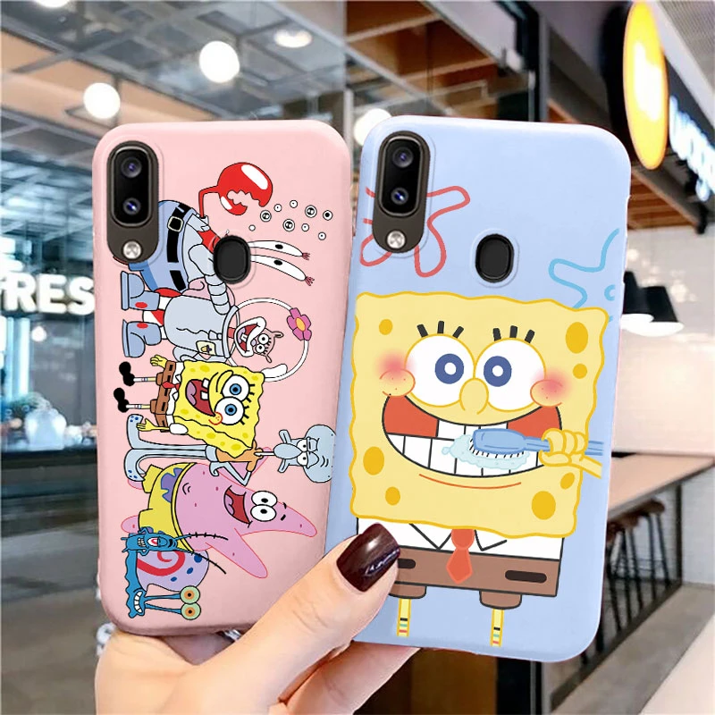 Funny SpongeBob SquarePants Phone Case for Samsung Galaxy A20 A30 A40 M10S A 40 30 20 Cute Patrick Star Silicone Soft TPU Cover