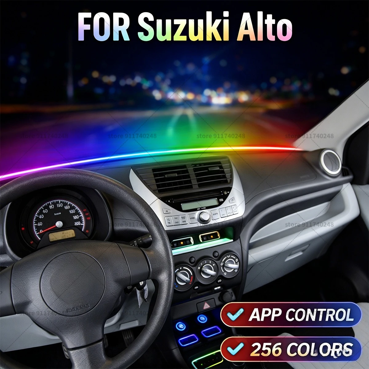 For Suzuki Alto Automotive decoration light strip, colorful acrylic front windshield soundproofing strip, ambience light