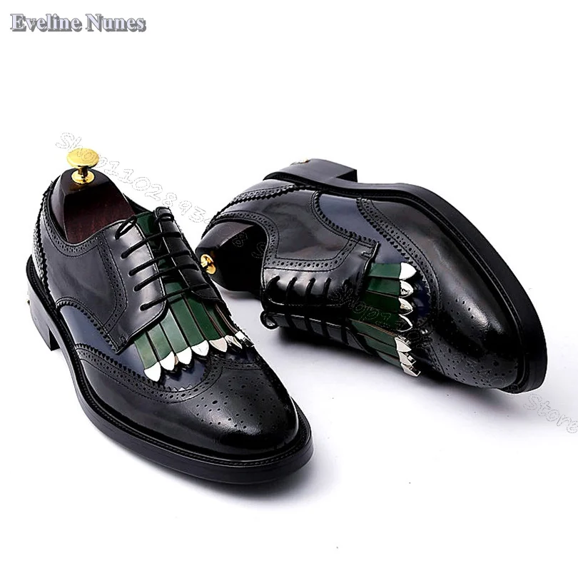 Mixed Fringe Embellished Decor Men Shoes Ventilate Lace up Men Shoes Dress Wedding Shoes Stylish Big Size 38-45 Zapatillas Mujer