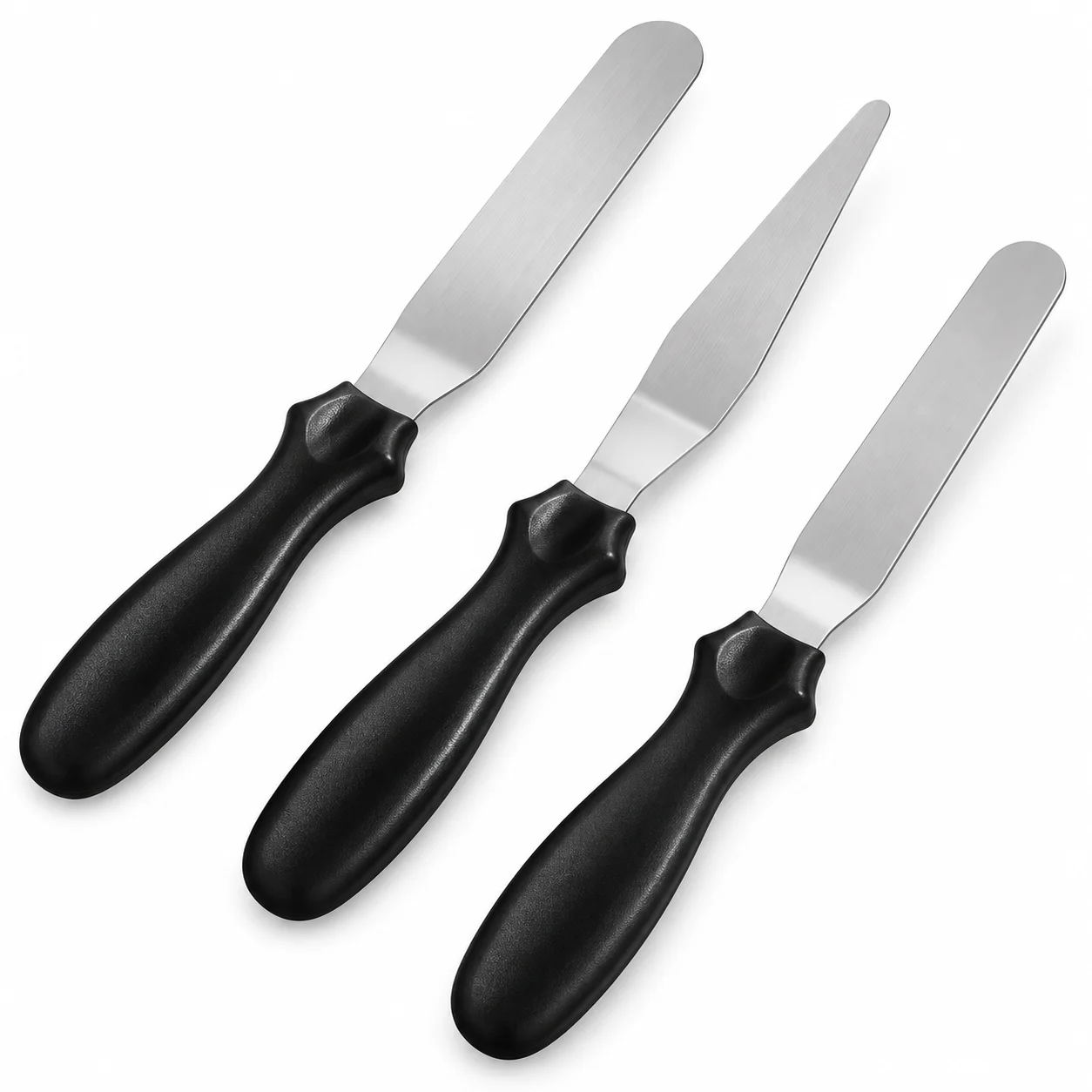 3PCS Cake Spatula Set Stainless Steel Smooth Edge Small Size Durable Butter Icing Tools for Pastry Dessert Cake Home DIY Baking