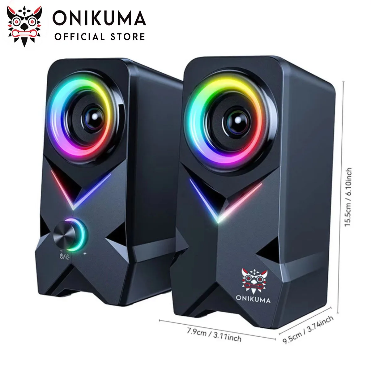 

ONIKUMA L2 Computer Speakers Home Desktop Small Speaker Games Movies Music 3D Stereoscopic Surround Sound Effect RGB Lights