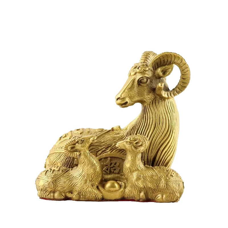 

Sheep Statue Golden Three Sheep Decorative Sculpture Handicraft Brass Modern Art Statue Tabletop Home Decor Animal Model Sculptu