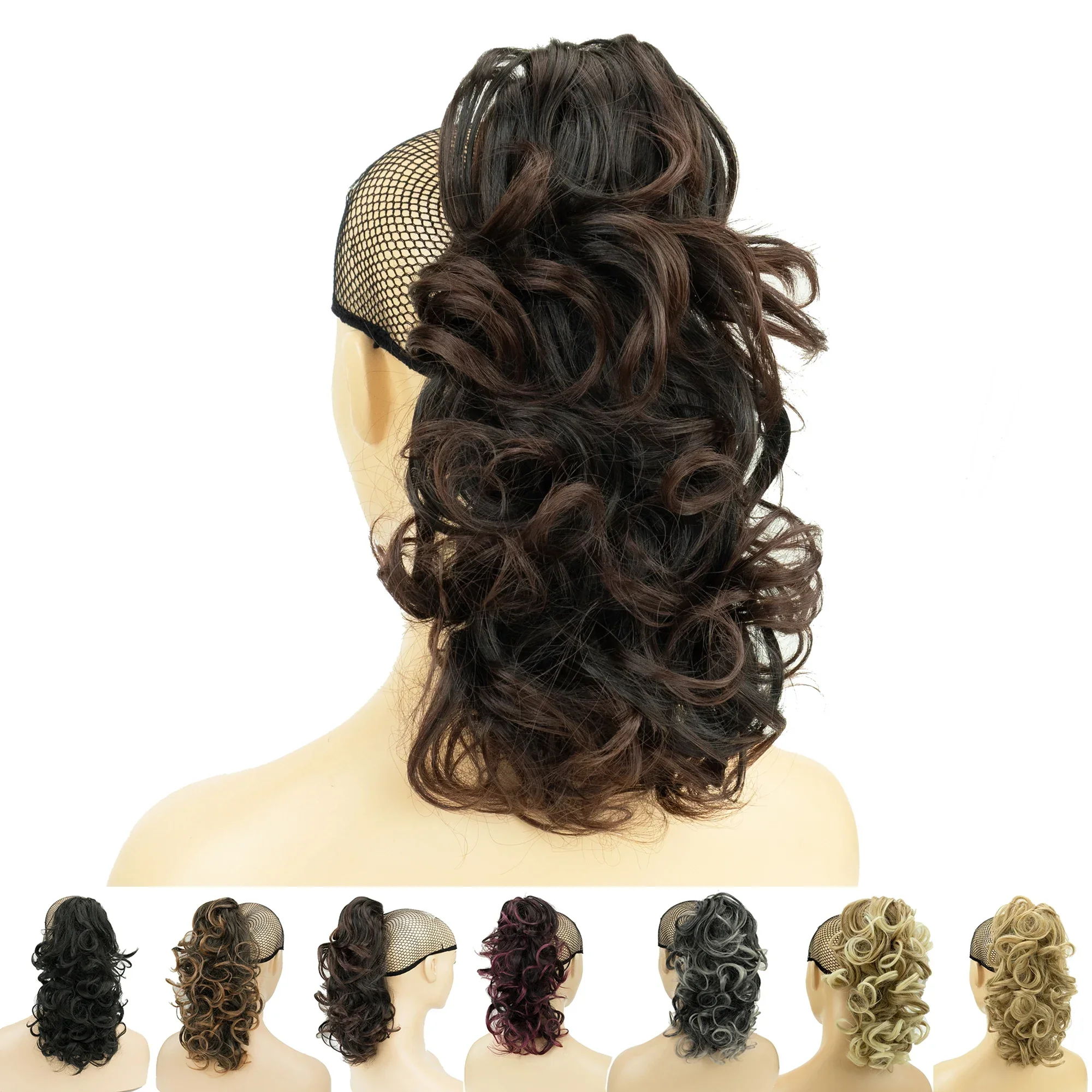 Short Curly Claw Ponytails Fake Pony Tail Hair on Clips Hairpieces Hair Extensions for Women Queue De Cheval