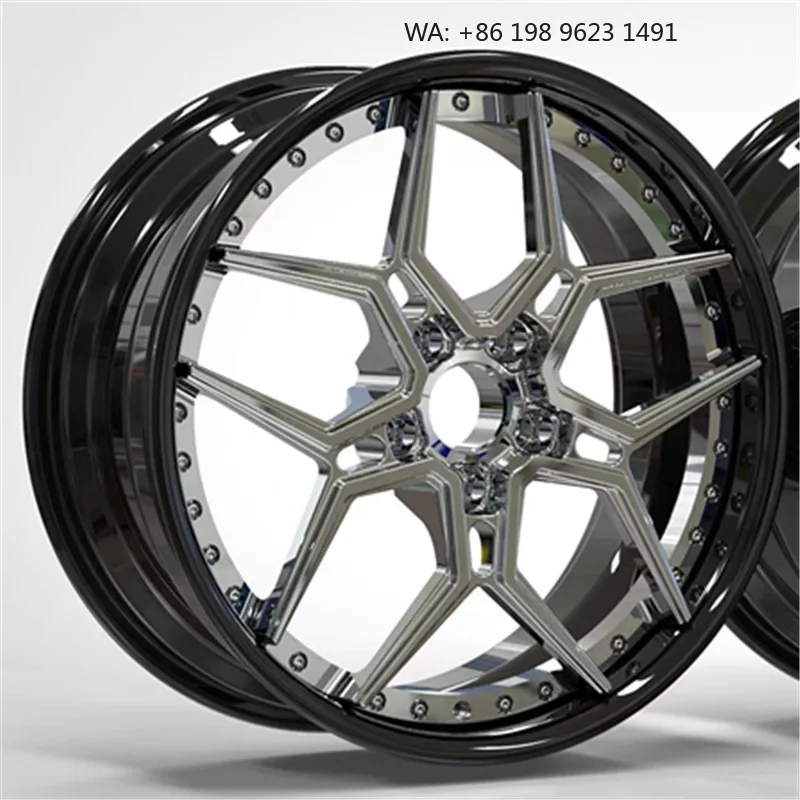 High-end customized deep concave forged alloy wheel hub, multi-inch single-piece sport rims, 5×3 PCD, gold polished finish