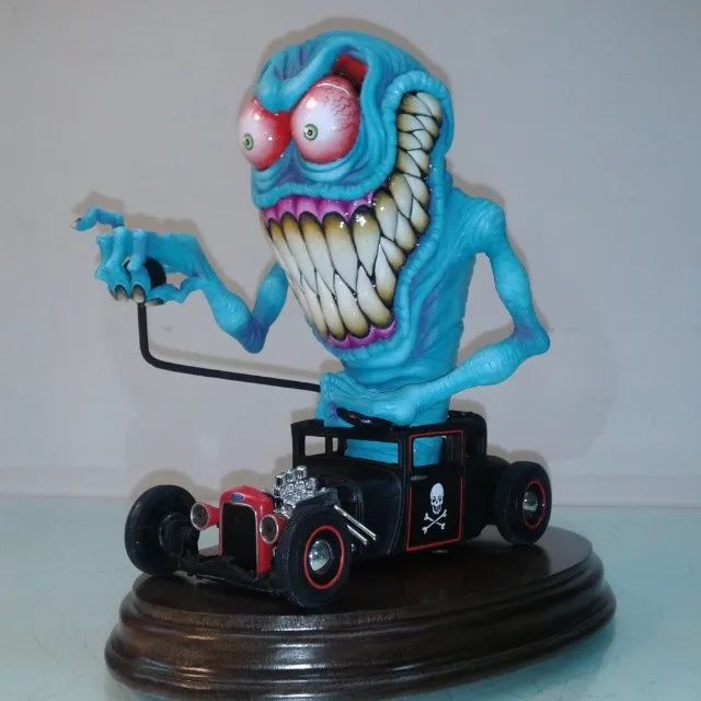 Halloween Rat Crazy Mouse Rat Fink Autoreparateur Beeldjes Hake Head Doll Desktop Decoratie Ontwerp Ambachten Geschenken Sculptuur Model