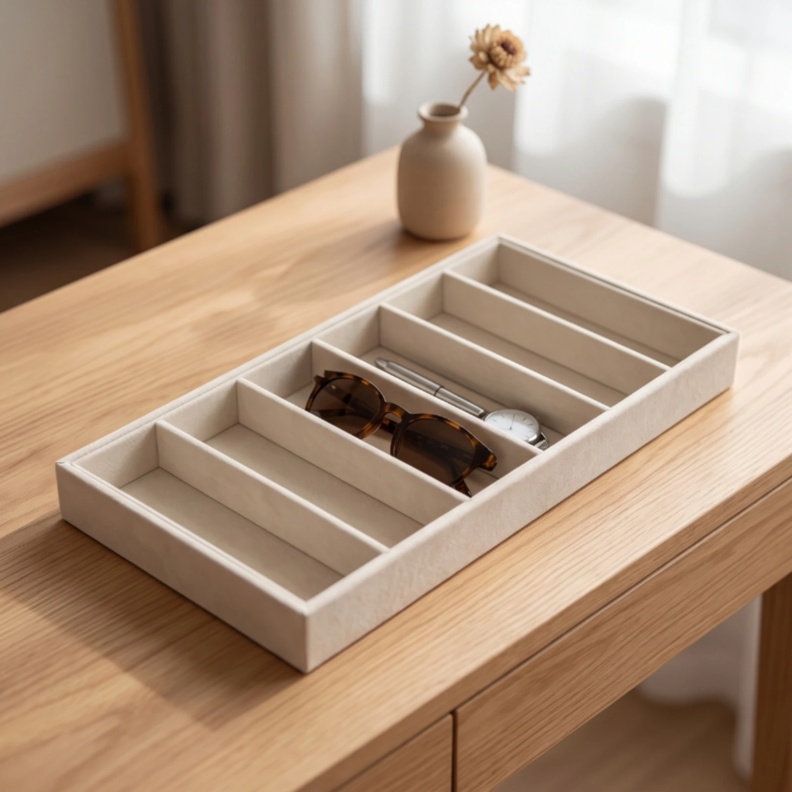 Sunglasses Display Organizer with 6 Compartments Safeguarding Sunglasses Organizer with 6 Slots Sunglass Tray Rectangular