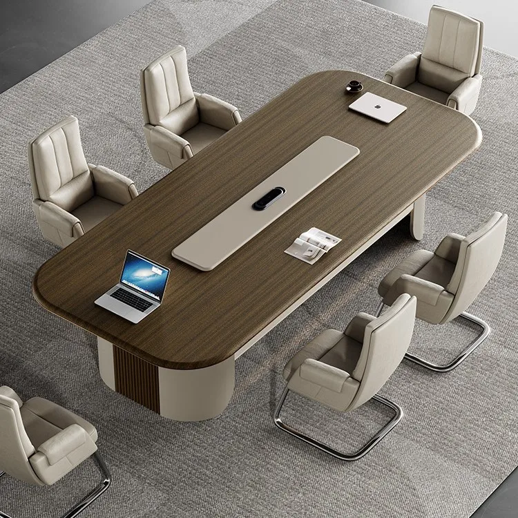 مؤتمر جوي فاخر وخفيف، طاولة تفاوض حديثة وبسيطة، مؤتمر كبير، طاولة طويلة، طاولات وكراسي غرفة الاستقبال