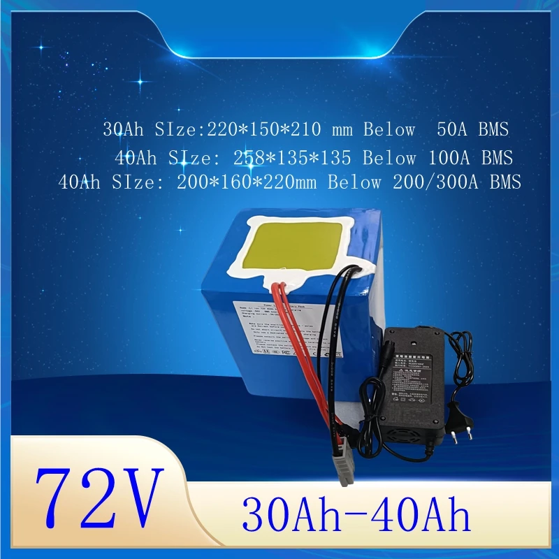 

Li-ion Battery Pack 72V 30Ah 40Ah Li-ion BMS for 3500W 5000W Kart Skateboard Golf Cart, Multi-field Applicable