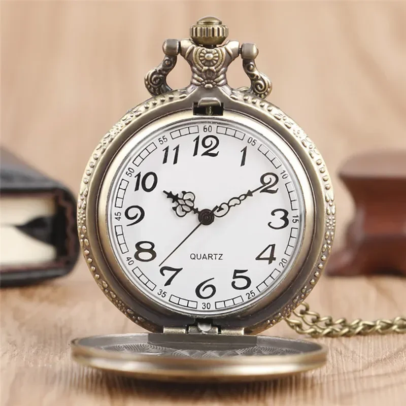 Vintage Style Double Eagle Austria National Emblem Men Women Analog Quartz Pocket Watch Arabic Number Necklace Chain Timepiece