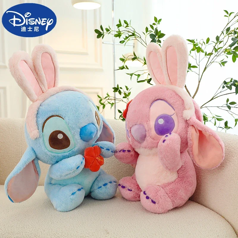 Hot Toy Disney Anime Lilo&Stitch Genuine Plush Toy Cute Rabbit Ear Stitch Angel Doll Children'S Toy Girlfriend Birthday Gift