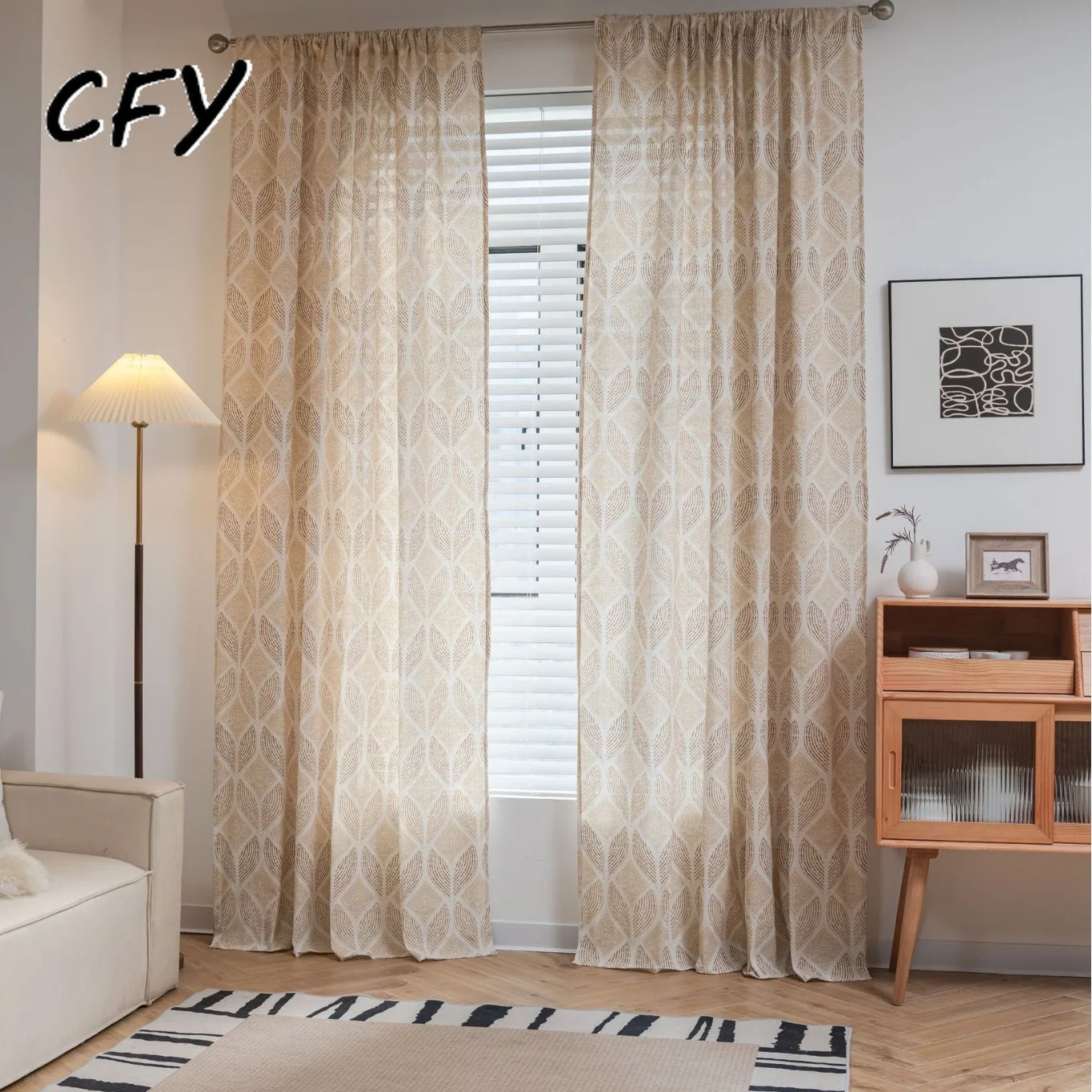 

Cotton Linen Geometric Four Color Window Kitchen Curtain for Living Room Drape Kitchen Valance for The Luxury Living Room