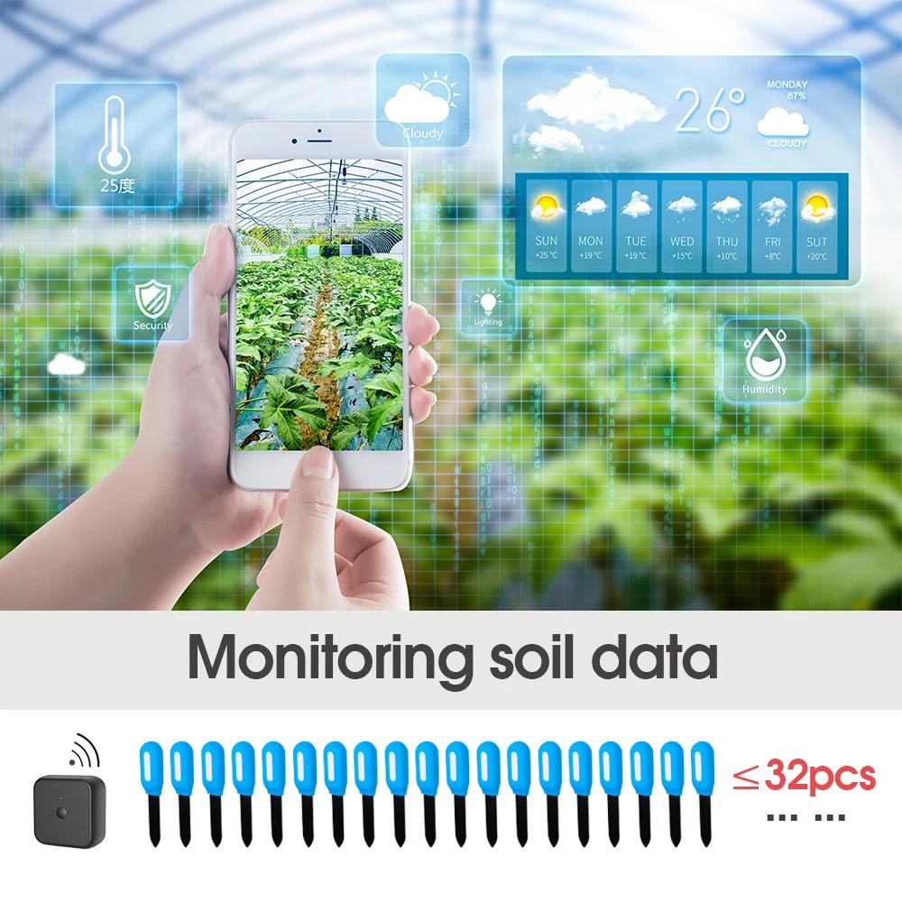 Bezprzewodowy czujnik szklarniowy Zigbee Kompatybilny z WiFi/Bluetooth Monitor temperatury Wodoodporny termometr Higrometr Wilgotność gleby