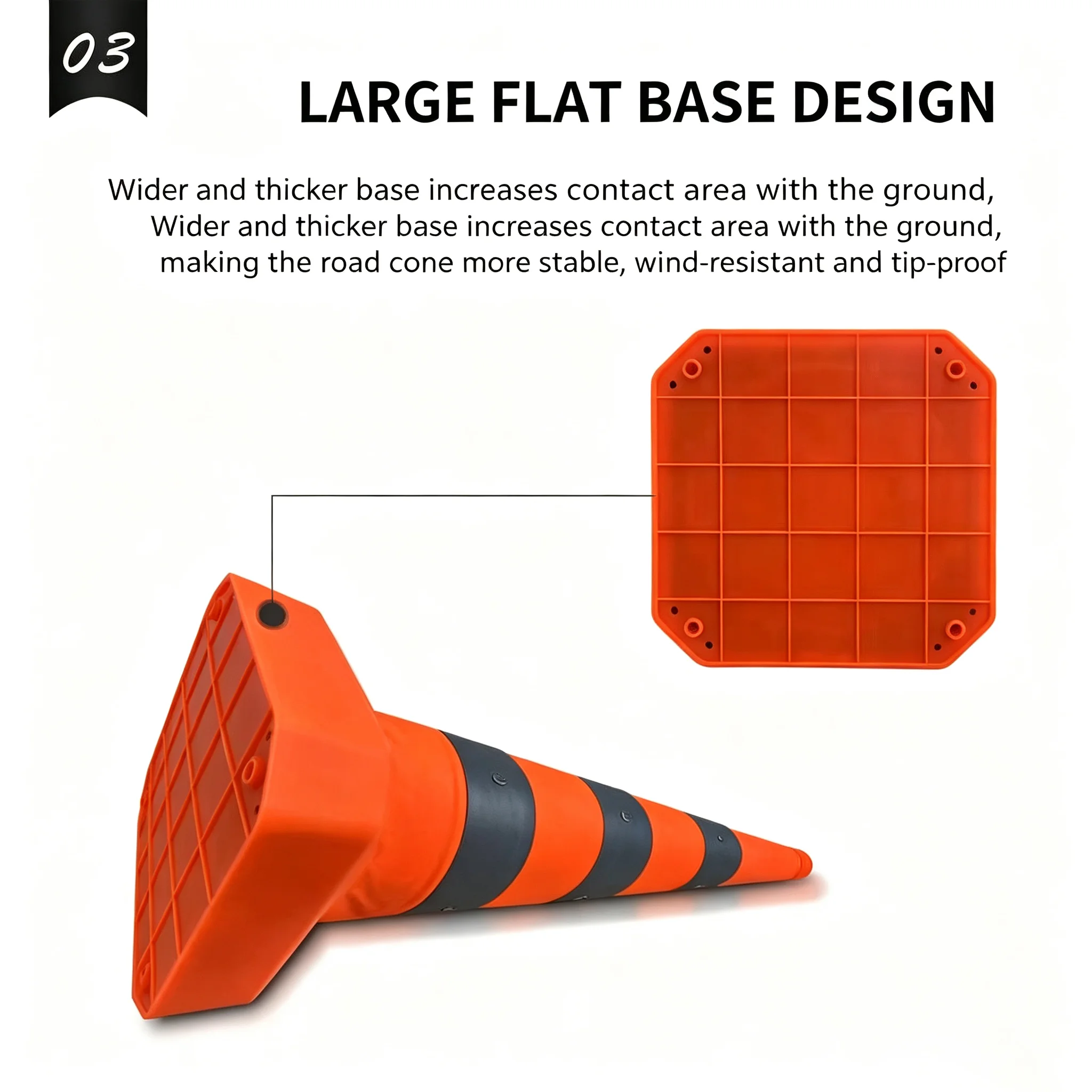 41/45/70cm Orange Color LED Light Reflective Cone Foldable Design Reflective Stripes Reflective Traffic Cone Telescopic Design