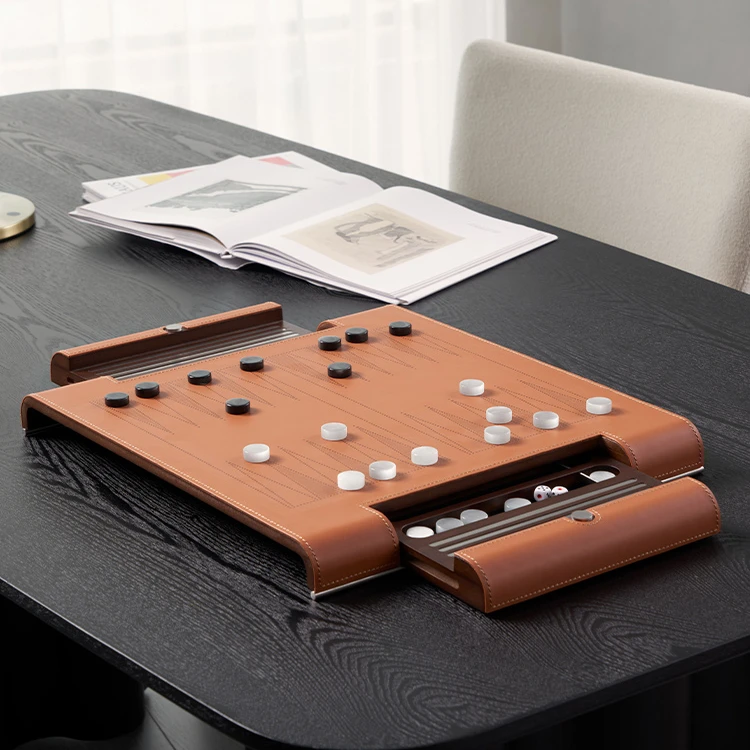 Creative Design Elegant Chessboard Modern Luxury Rectangle Leather Eco-Friendly Home Decor Ornament Customized Color