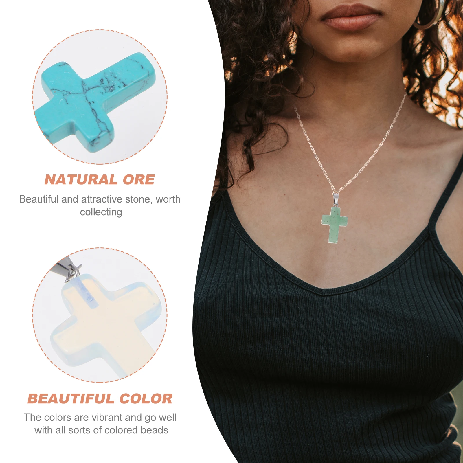 

12 Pcs Natural Stone Cross Pendant Charm DIY Necklace Bracelet Kit Mixed Colors Jewelry Making Supplies Pendant Accessories