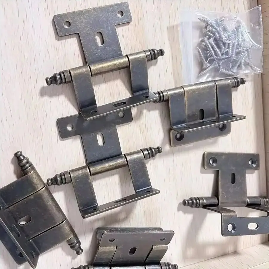 

Retro 8PCS Metal Antique Furniture Hinges Cupboard Wardrobe Closet Dresser Cabinet Hinges Wooden Cases Chest Gift Box Hinges