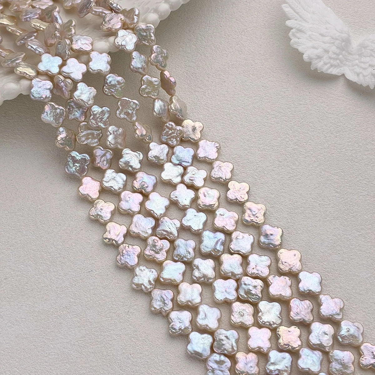 

Natural Freshwater Baroque Pearl High Quality AAA Clover Shape Loose Space Beads For Jewelry Making DIY Women Necklaces Gift