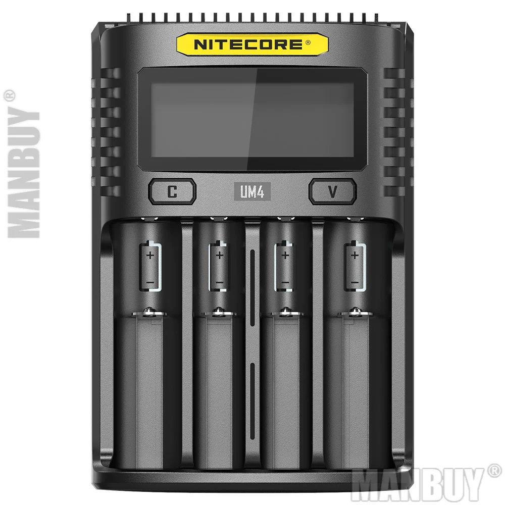 

Nitecore UM4 Intelligent USB 4 Slot Charger LCD Display Ni-Cd Ni-MH Li-ion IMR 18650 Battery Automatic Universal MAX 3A Output