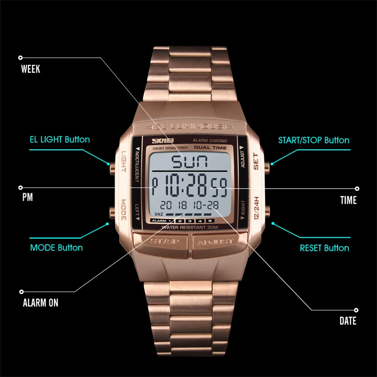 SKMEI спортивные цифровые часы для мужчин и женщин, будильник, часы обратного отсчета, модные уличные электронные наручные часы Relogio Masculino