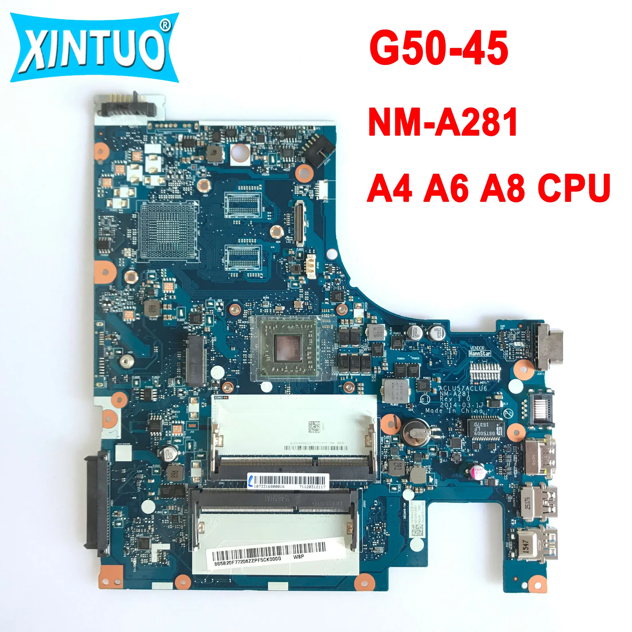 ACLU5/ACLU6 NM-A281 REV:1.0 اللوحة الأم لينوفو G50-45 اللوحة الأم مع A4 A6 A8 CPU DDR3 100% اختبارها