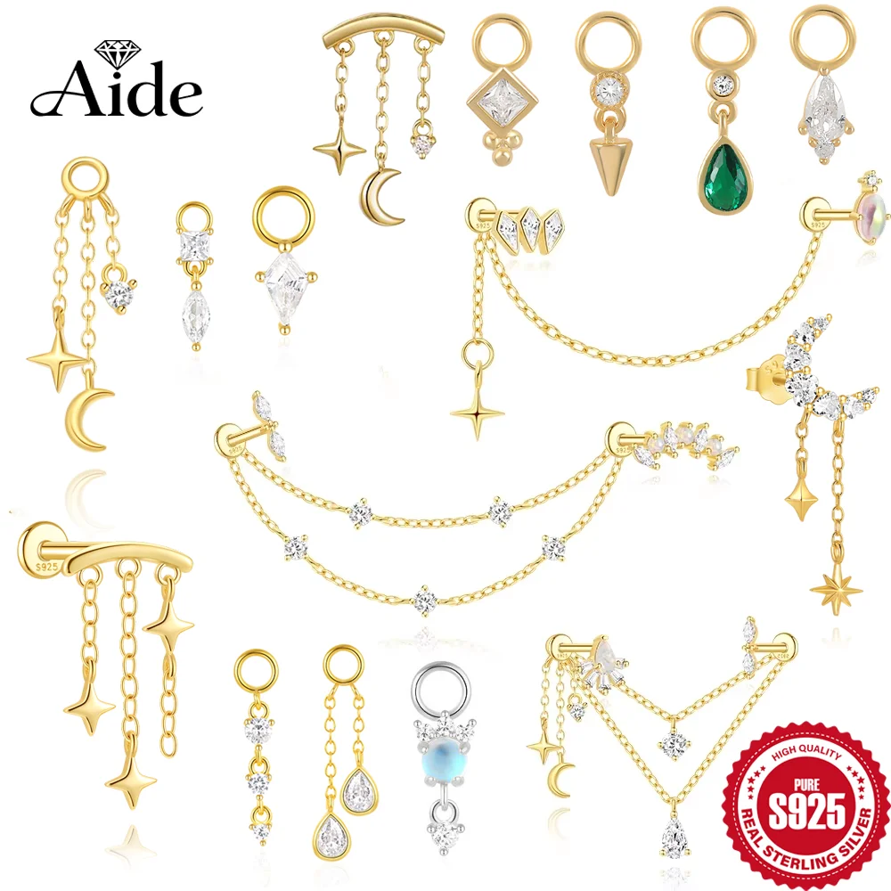 AIDE 1 sztuka 925 Sterling Silver Części zamienne Łańcuchy Część do kolczyków sztyftów Piercing Hoops Drop Earring Women Fine Jewelry Gift