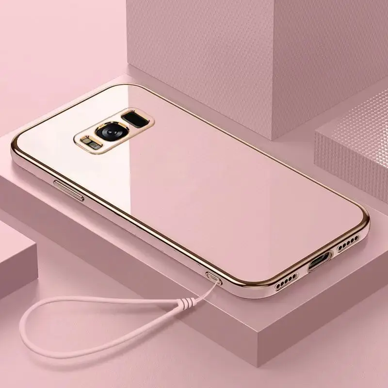 For Samsung Galaxy S8 Case Luxury Square Plating Galaxy S8 Plus Phone Case ShockProof Silicone Back Cover Fundas