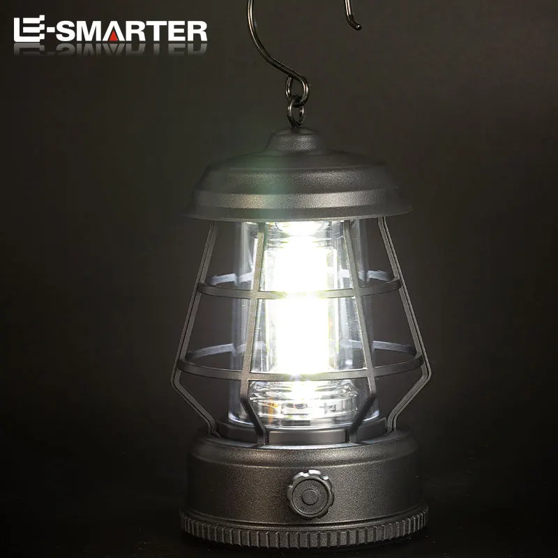 ESMARTER Camping Lantern Rechargeable Portable Lamp Stepless Dimming Outdoor Fishing Emergency Retro COB Light Use 18650 Battery