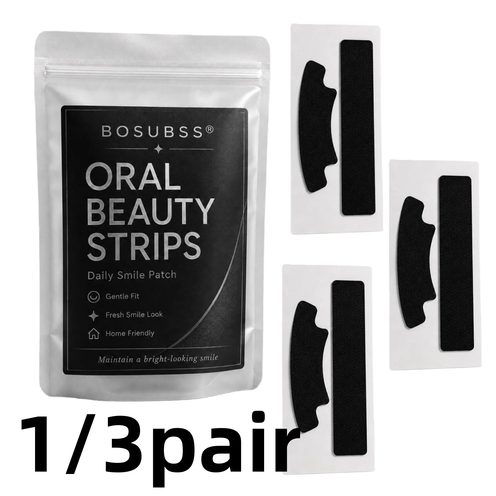1/3pair Teeth Whitening Strips, Non-Sensitive Brightening Dental Patches, Portable Travel Teeth Bleaching Strips for Daily Oral