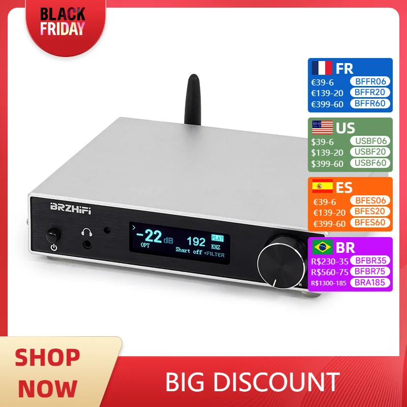 Top Audio Decoder Dual AK4493 DAC DSD512 PCM 32BIT 384KHz HIFI Digital To Analogue Converter QCC5125 Bluetooth 5.1 AMANERO USB